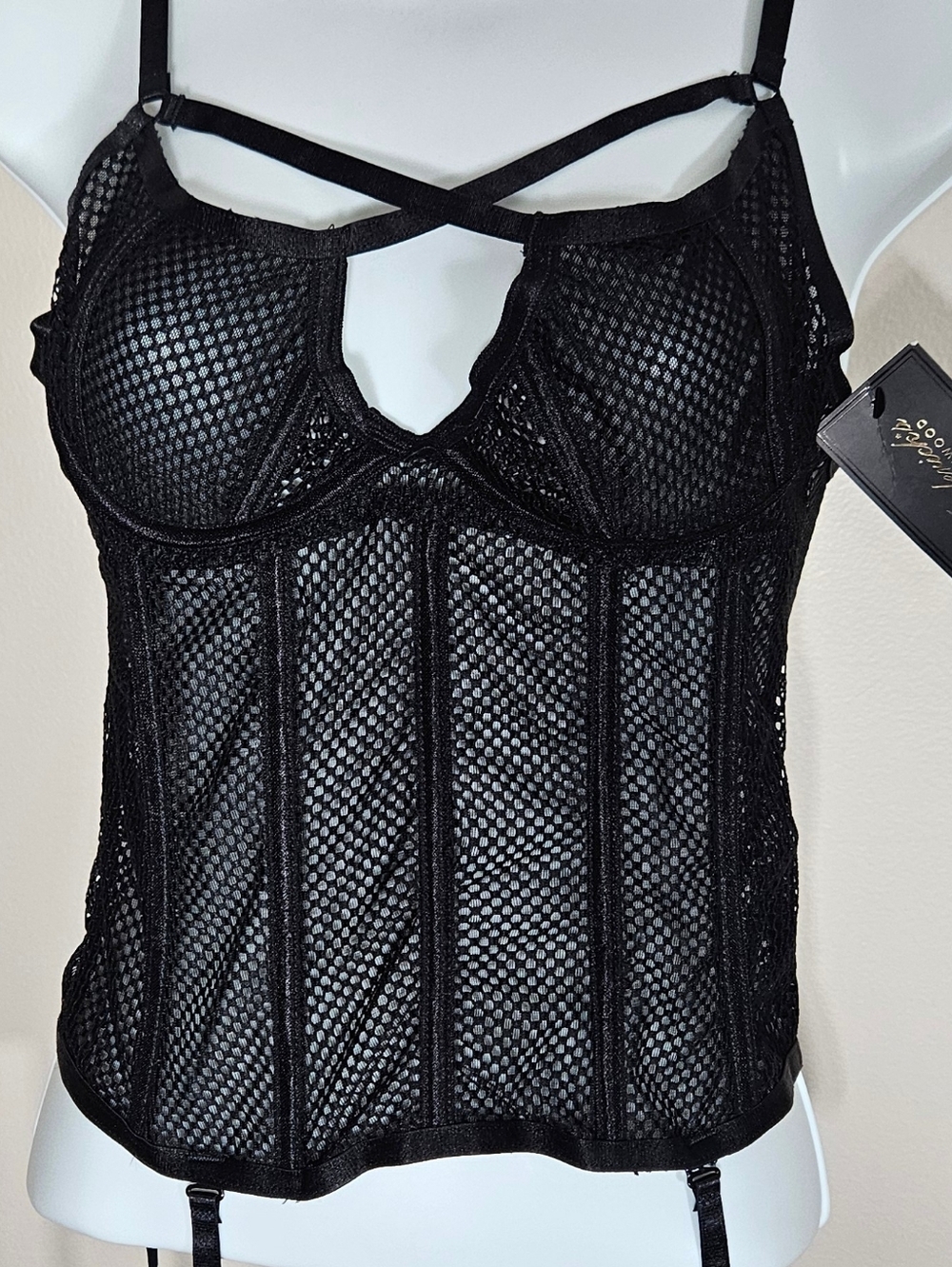 NWT Frederick's Of Hollywood Mesh Bustier With Garter Straps S Ret. $62